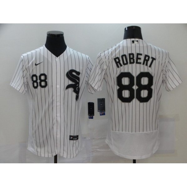Men's Chicago White Sox #88 Luis Robert White Pinstripe Stitched MLB Flex Base Nike Jersey
