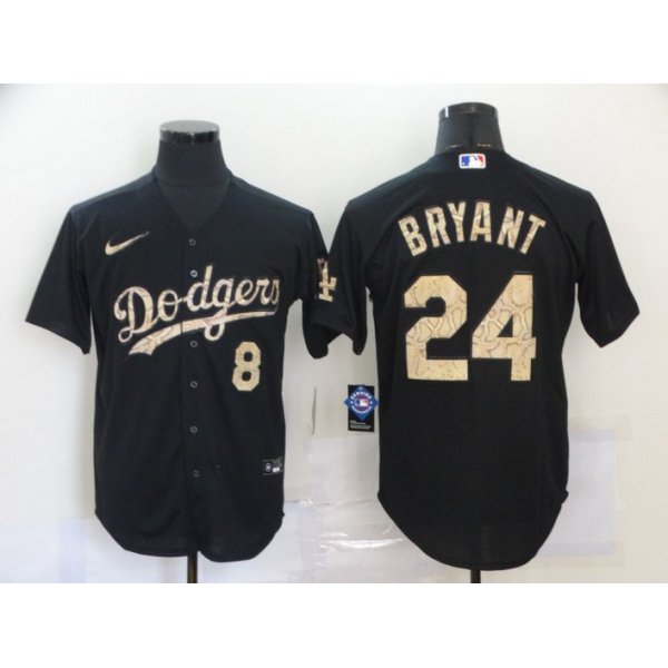 Men's Los Angeles Dodgers #8 #24 Kobe Bryant Black Fashion Stitched MLB Cool Base Nike Jersey