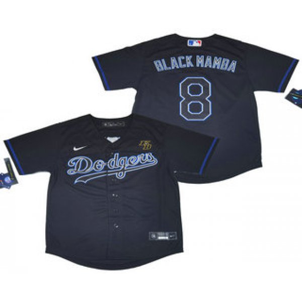 Men's Los Angeles Dodgers #8 Kobe Bryant Black Mamba Lights Out Black Fashion Stitched MLB Cool Base Nike Jersey