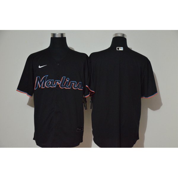 Men's Miami Marlins Blank Black Stitched MLB Cool Base Nike Jersey