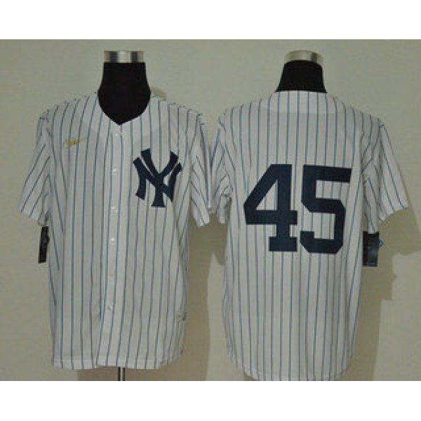 Men's New York Yankees #45 Gerrit Cole No Name White Throwback Stitched MLB Cool Base Nike Jersey