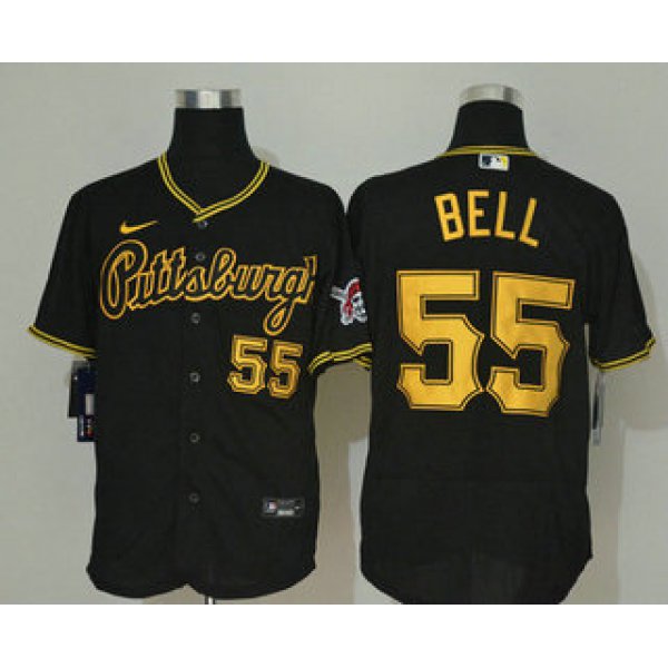 Men's Pittsburgh Pirates #55 Josh Bell Black Stitched MLB Flex Base Nike Jersey