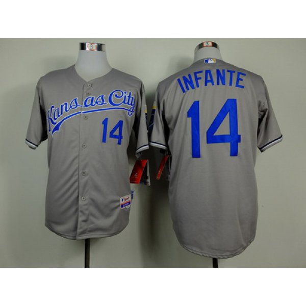 Kansas City Royals #14 Omar Infante Gray Jersey