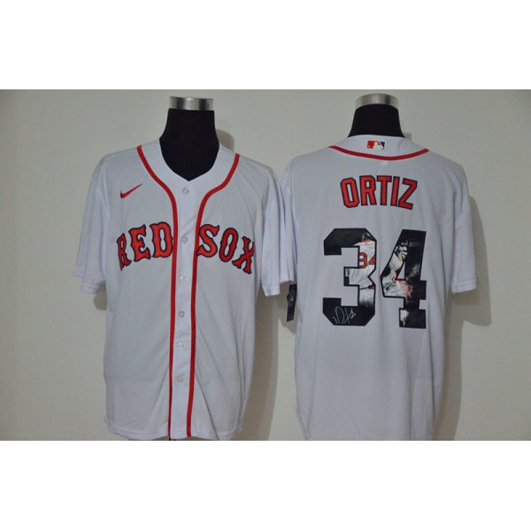 Men's Boston Red Sox #34 David Ortiz White Unforgettable Moment Stitched Fashion MLB Cool Base Nike Jersey