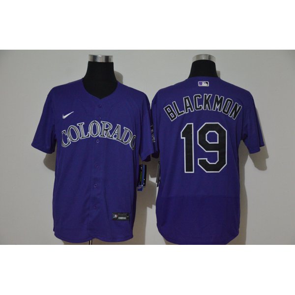 Men's Colorado Rockies #19 Charlie Blackmon Purple Stitched MLB Flex Base Nike Jersey