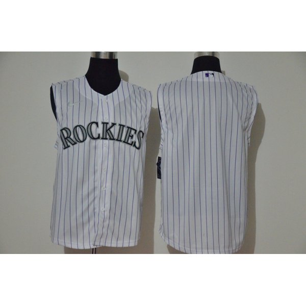 Men's Colorado Rockies Blank White 2020 Cool and Refreshing Sleeveless Fan Stitched MLB Nike Jersey