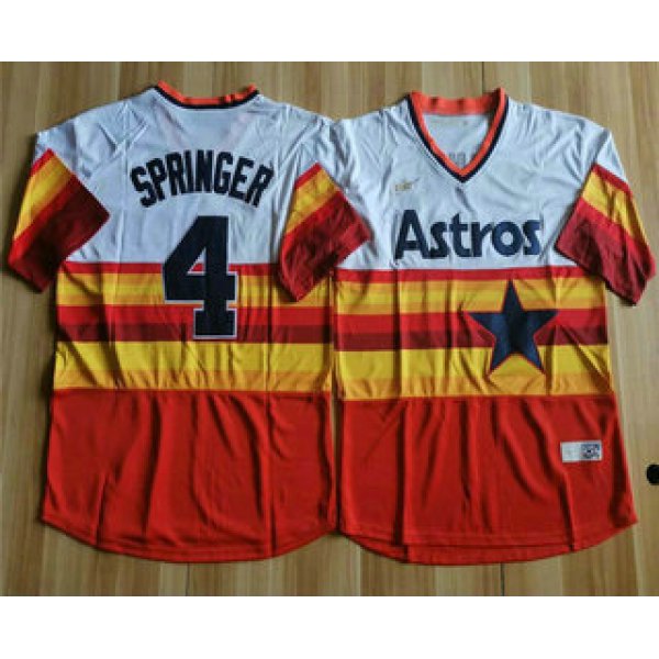 Men's Houston Astros #4 George Springer Orange Rainbow Cooperstown Stitched MLB Cool Base Nike Jersey