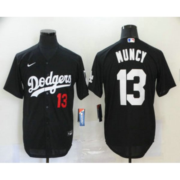 Men's Los Angeles Dodgers #13 Max Muncy Black Stitched MLB Cool Base Nike Jersey