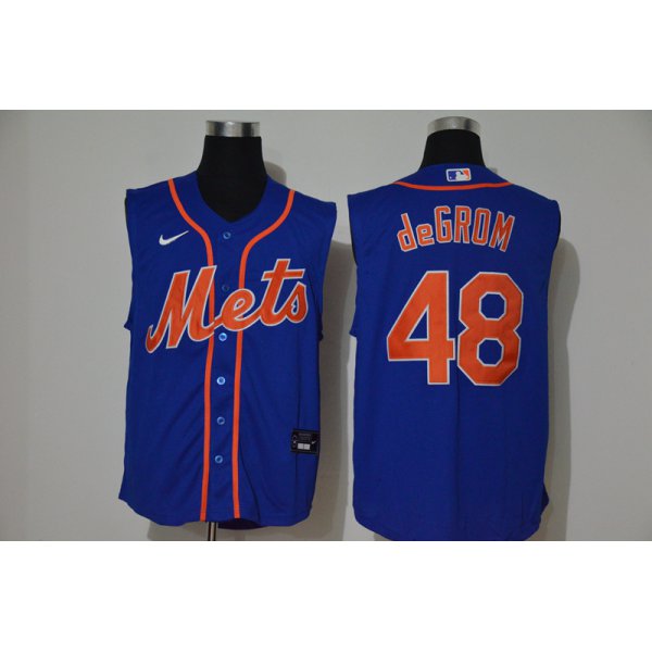 Men's New York Mets #48 Jacob deGrom Blue 2020 Cool and Refreshing Sleeveless Fan Stitched MLB Nike Jersey