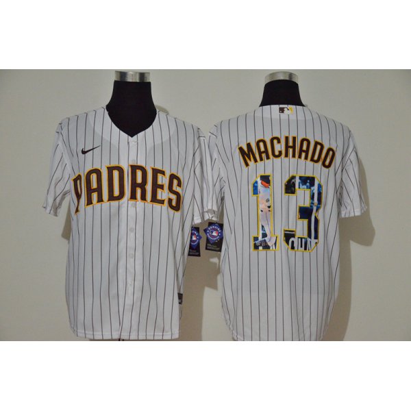 Men's San Diego Padres #13 Manny Machado White Unforgettable Moment Stitched Fashion MLB Cool Base Nike Jersey