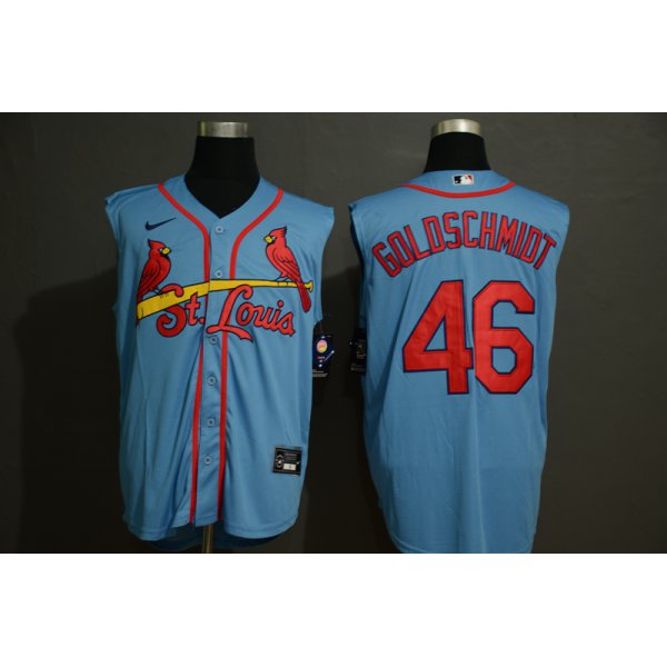 Men's St. Louis Cardinals #46 Paul Goldschmidt Light Blue 2020 Cool and Refreshing Sleeveless Fan Stitched MLB Nike Jersey