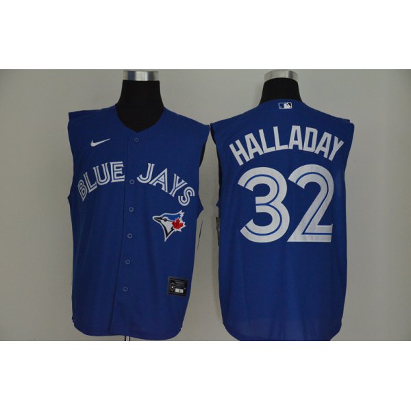 Men's Toronto Blue Jays #32 Roy Halladay Blue 2020 Cool and Refreshing Sleeveless Fan Stitched MLB Nike Jersey