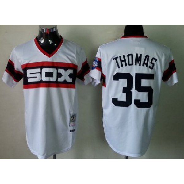 Chicago White Sox #35 Frank Thomas 1983 White Pullover Throwback Jersey
