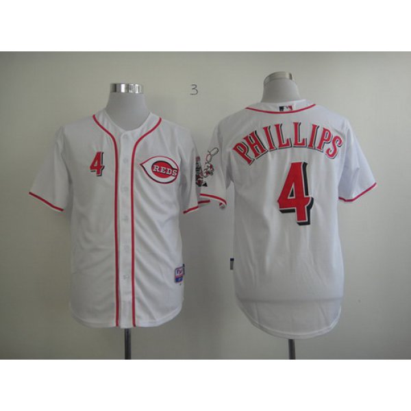 Cincinnati Reds #4 Brandon Phillips White Jersey