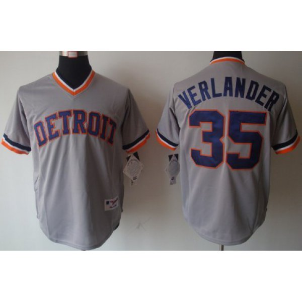 Detroit Tigers #35 Justin Verlander 1984 Gray Pullover Jersey