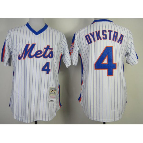 New York Mets #4 Lenny Dykstra 1986 White Throwback Jersey