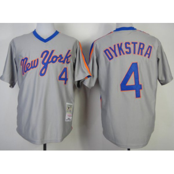 New York Mets #4 Lenny Dykstra 1987 Gray Throwback Jersey