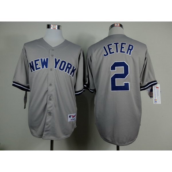 New York Yankees #2 Derek Jeter Name Gray Jersey