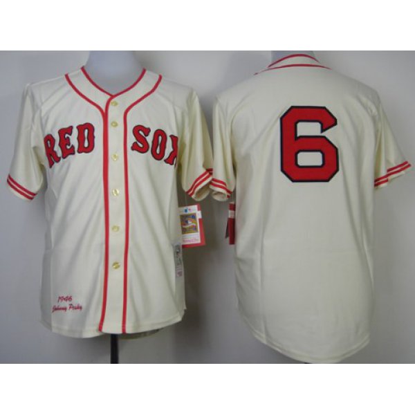 Boston Red Sox #6 Johnny Pesky 1946 Cream Throwback Jersey