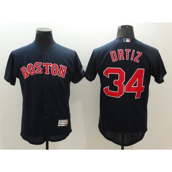 Men's Boston Red Sox #34 David Ortiz Navy Blue 2016 Flexbase Majestic Baseball Jersey