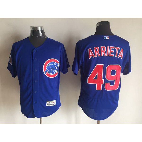 Men's Chicago Cubs #49 Jake Arrieta Blue 2016 Flexbase Majestic Baseball Jersey