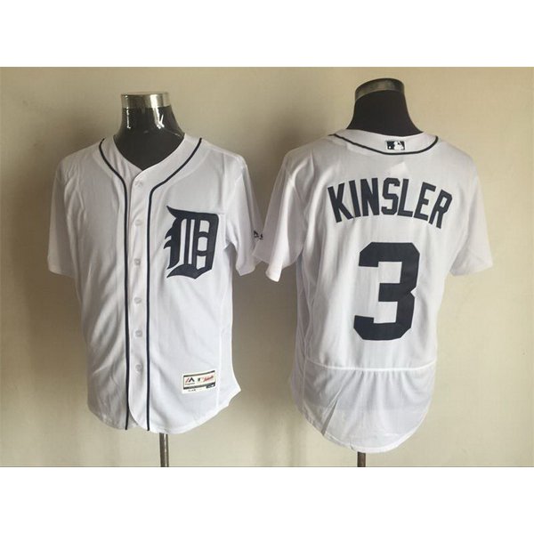 Men's Detroit Tigers #3 Ian Kinsler Home White 2015 MLB Cool Base Jersey