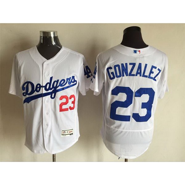 Men's Los Angeles Dodgers #23 Adrian Gonzalez White 2016 Flexbase Majestic Baseball Jersey