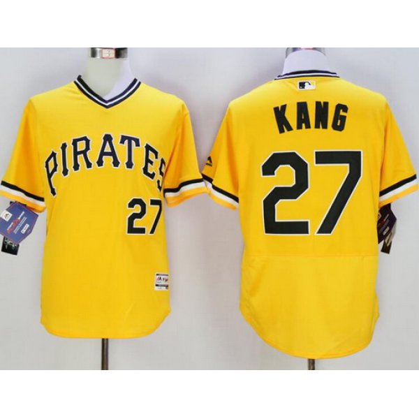 Men's Pittsburgh Pirates #27 Jung-ho Kang Yellow Flexbase 2016 MLB Player Jersey