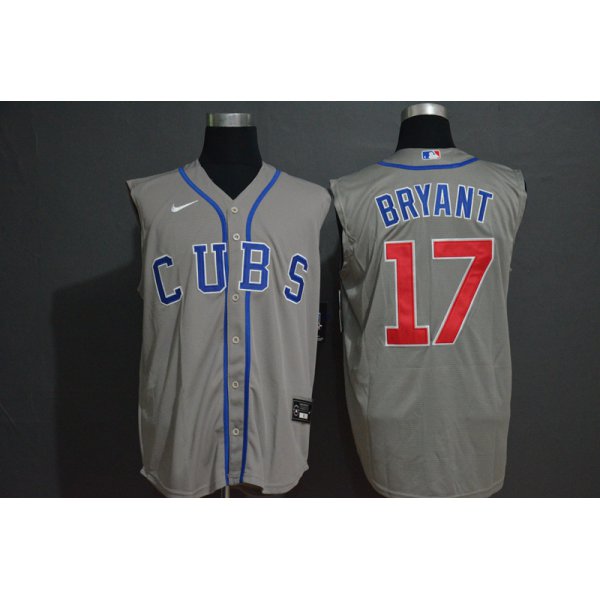 Men's Chicago Cubs #17 Kris Bryant Grey 2020 Cool and Refreshing Sleeveless Fan Stitched MLB Nike Jersey