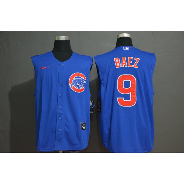Men's Chicago Cubs #9 Javier Baez Blue 2020 Cool and Refreshing Sleeveless Fan Stitched MLB Nike Jersey
