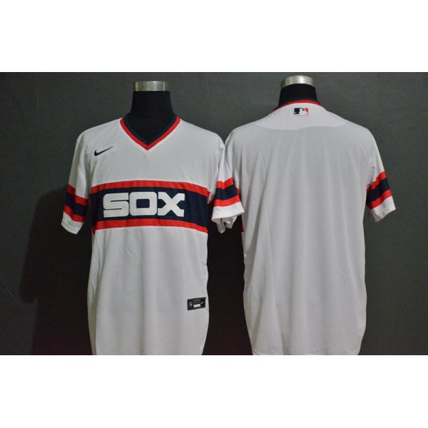 Men's Chicago White Sox Blank White Pullover Mitchell & Ness Throwback Stitched MLB Nike Jersey