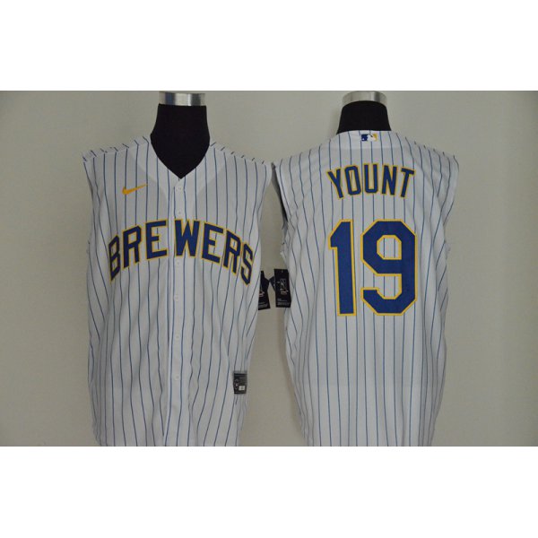 Men's Milwaukee Brewers #19 Robin Yount White 2020 Cool and Refreshing Sleeveless Fan Stitched MLB Nike Jersey