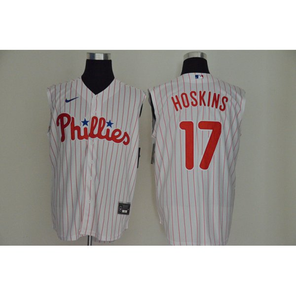 Men's Philadelphia Phillies #17 Rhys Hoskins White 2020 Cool and Refreshing Sleeveless Fan Stitched MLB Nike Jersey