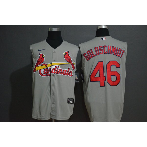 Men's St. Louis Cardinals #46 Paul Goldschmidt Grey 2020 Cool and Refreshing Sleeveless Fan Stitched MLB Nike Jersey