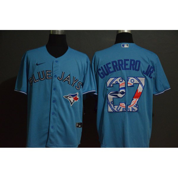 Men's Toronto Blue Jays #27 Vladimir Guerrero Jr. Light Blue Team Logo Stitched MLB Cool Base Nike Jersey