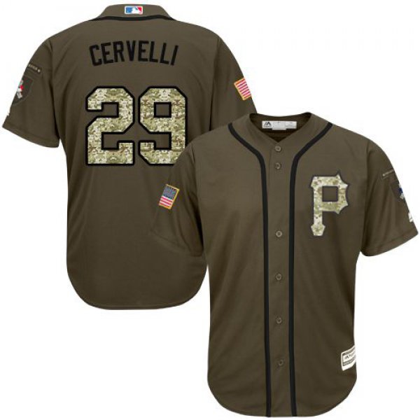 Pittsburgh Pirates #29 Francisco Cervelli Green Salute to Service Stitched MLB Jersey