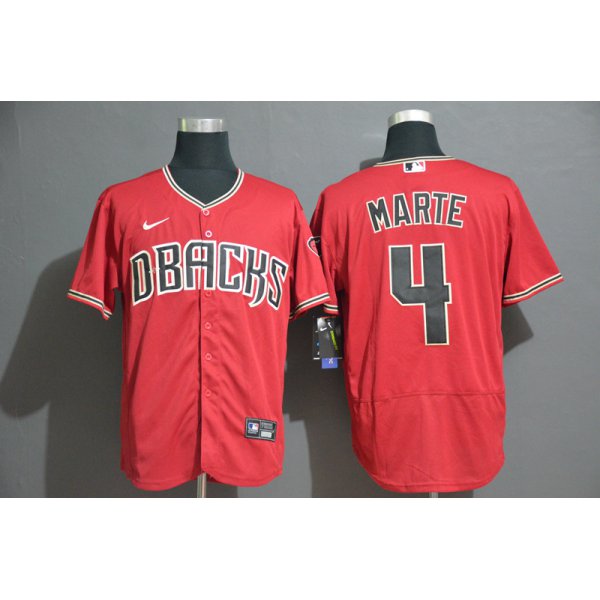 Men's Arizona Diamondback #4 Ketel Marte Red Stitched Nike MLB Flex Base Jersey