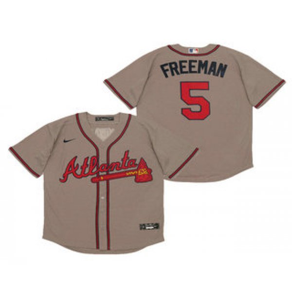 Men's Atlanta Braves #5 Freddie Freeman Gray Stitched MLB Cool Base Nike Jersey