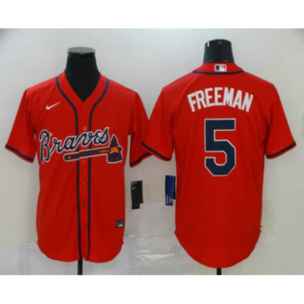 Men's Atlanta Braves #5 Freddie Freeman Red Stitched MLB Cool Base Nike Jersey