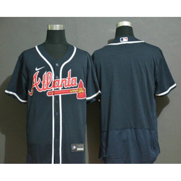 Men's Atlanta Braves Blank Navy Blue Stitched MLB Flex Base Nike Jersey