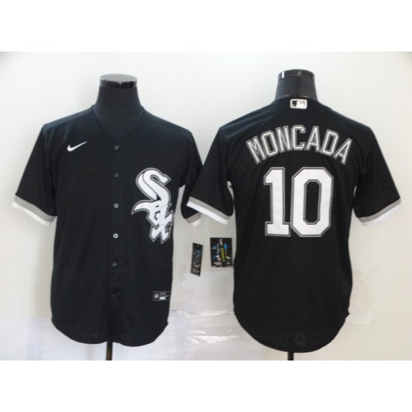 Men's Chicago White Sox #10 Yoan Moncada Black Stitched MLB Cool Base Nike Jersey