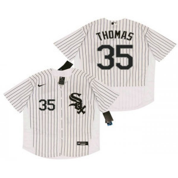 Men's Chicago White Sox #35 Frank Thomas White Pinstripe Stitched MLB Flex Base Nike Jersey