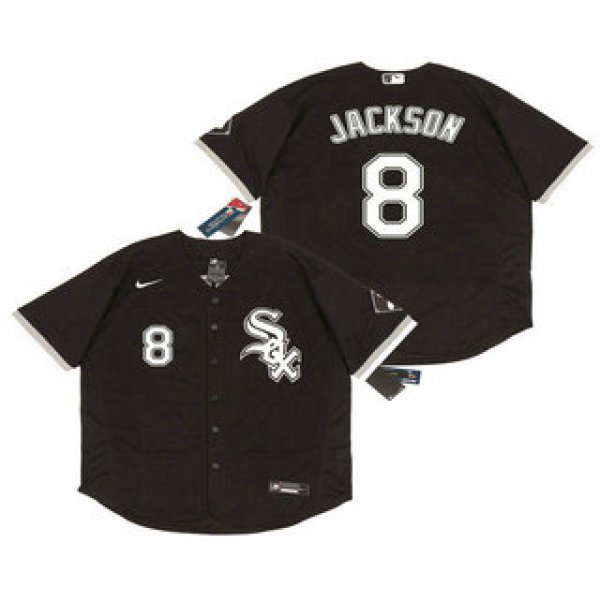 Men's Chicago White Sox #8 Bo Jackson Black Stitched MLB Flex Base Nike Jersey