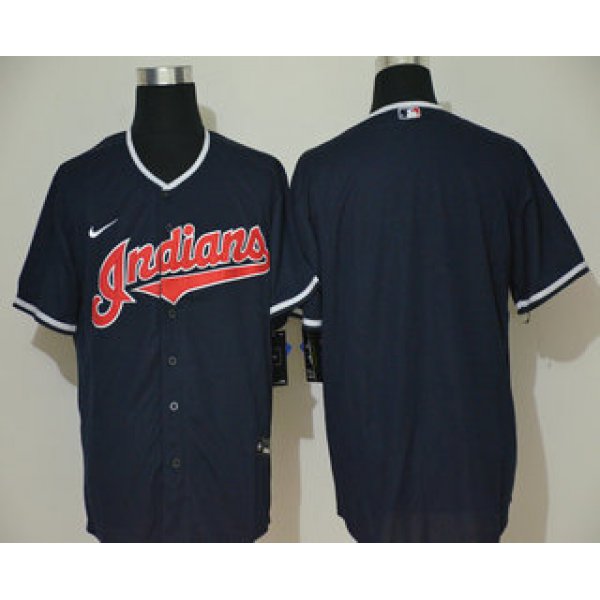Men's Cleveland Indians Blank Navy Blue Stitched MLB Cool Base Nike Jersey