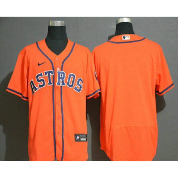 Men's Houston Astros Blank Orange Stitched MLB Flex Base Nike Jersey