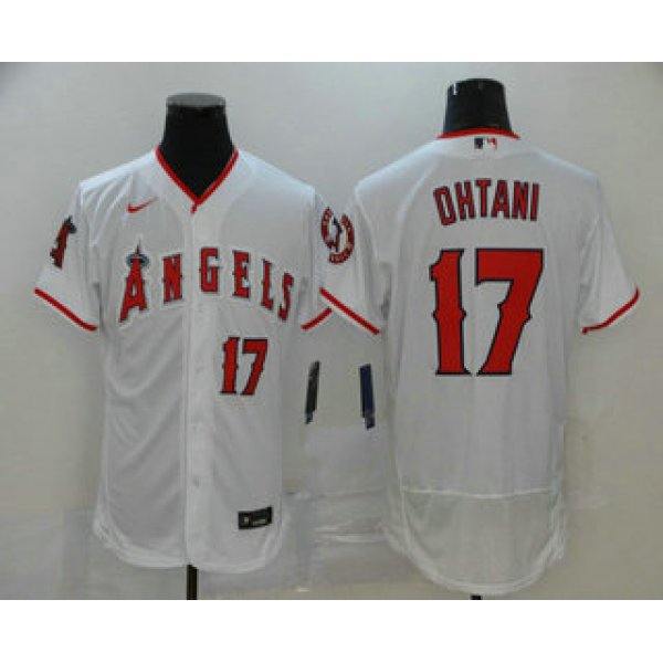 Men's Los Angeles Angels #17 Shohei Ohtani White Stitched MLB Flex Base Nike Jersey