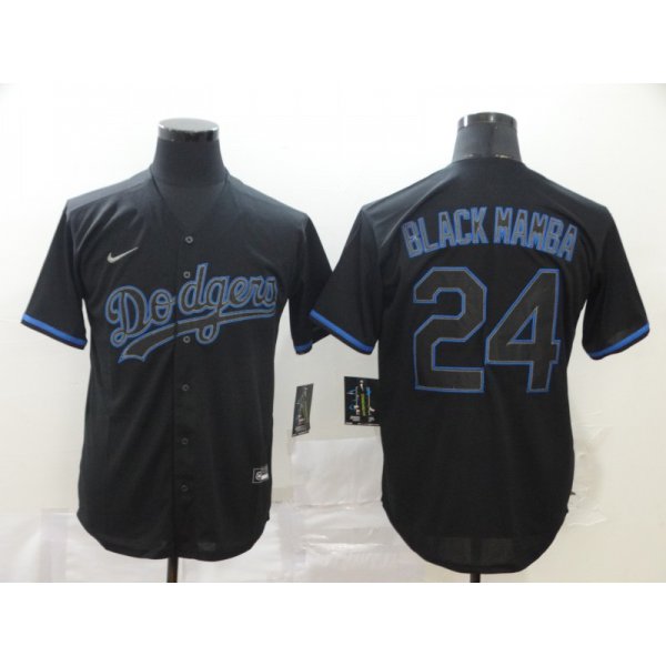 Men's Los Angeles Dodgers #24 Kobe Bryant Black Mamba Lights Out Black Fashion Stitched MLB Cool Base Nike Jersey