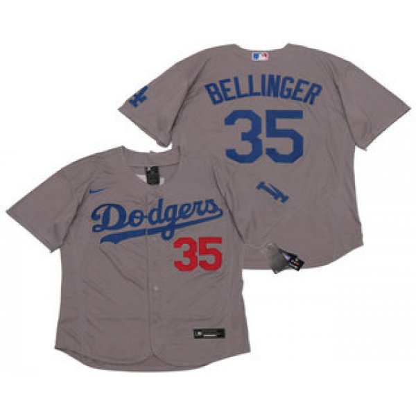 Men's Los Angeles Dodgers #35 Cody Bellinger Gray Alternate Stitched MLB Flex Base Nike Jersey