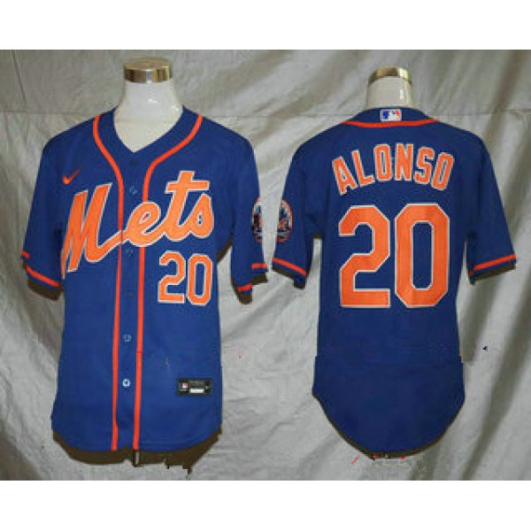 Men's New York Mets #20 Pete Alonso Blue Stitched MLB Flex Base Nike Jersey