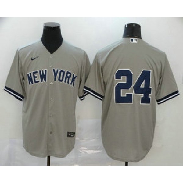 Men's New York Yankees #24 Gary Sanchez Gray No Name Stitched MLB Cool Base Nike Jersey